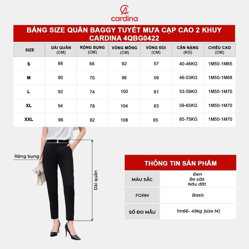 45kg mặc quần size gì