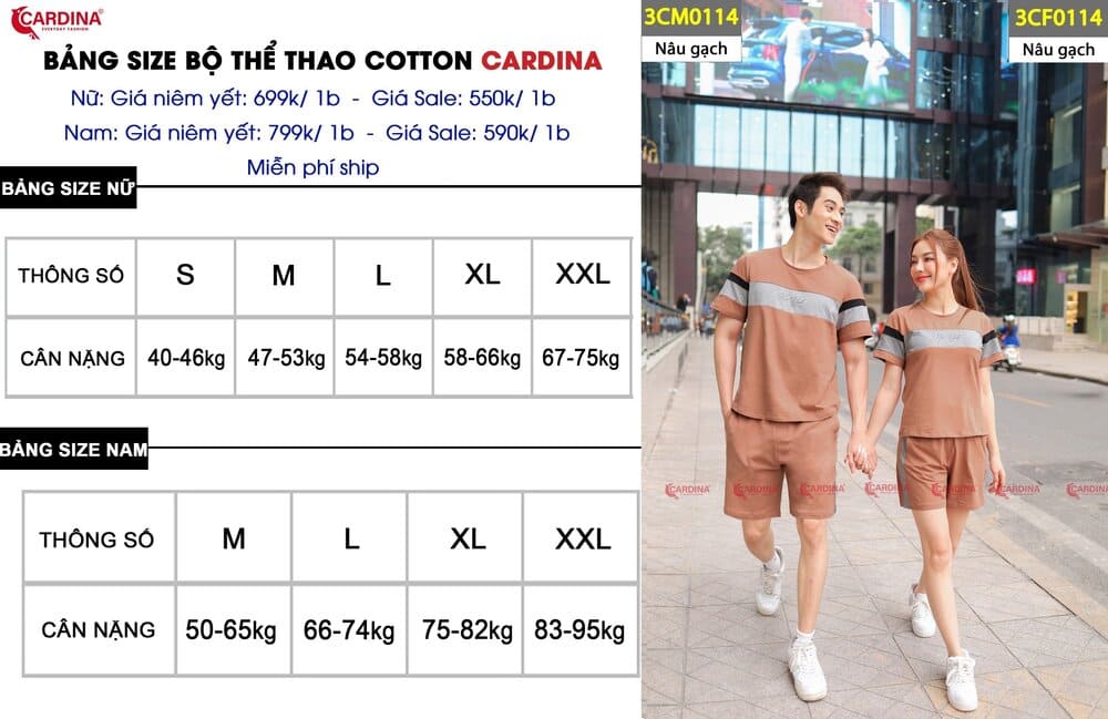 bộ cotton thể thao nam