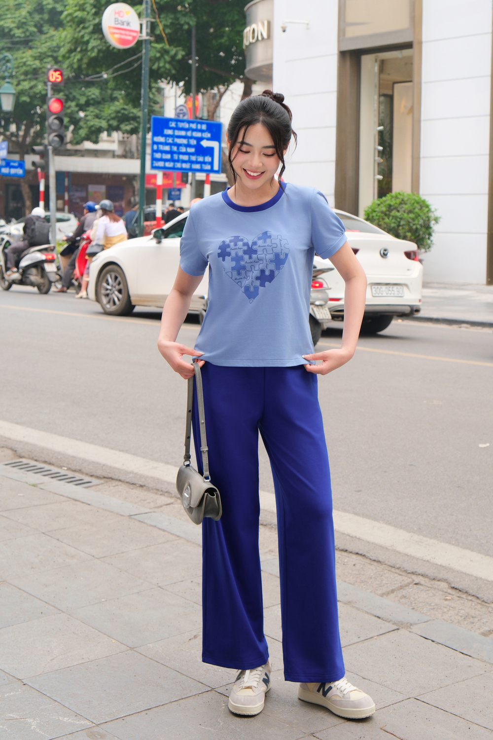 Set áo phông quần suông phối cố