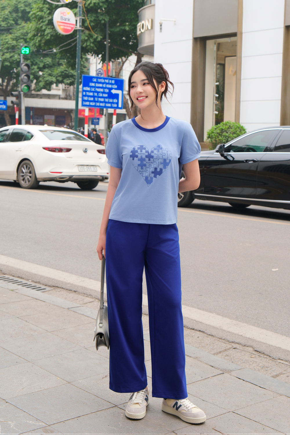 Set áo phông quần suông phối cố