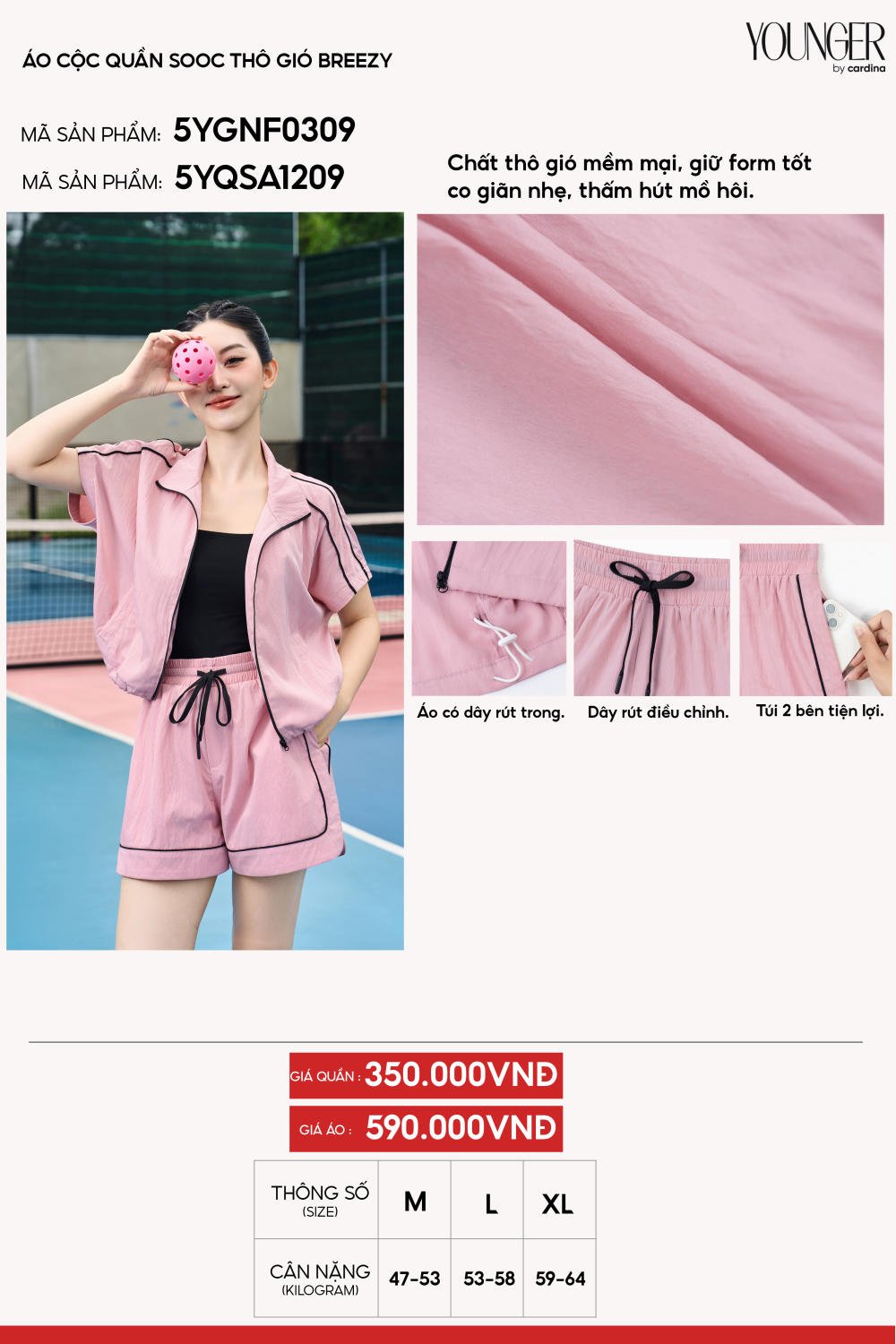 Áo khoác gió thô dáng croptop Breezy chun rút gấu