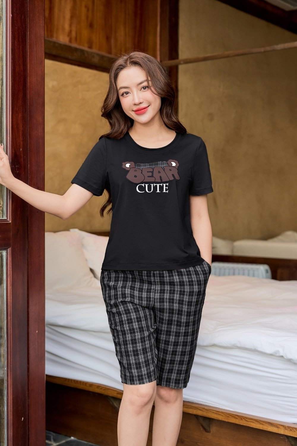 bộ cotton lửng mặc nhà