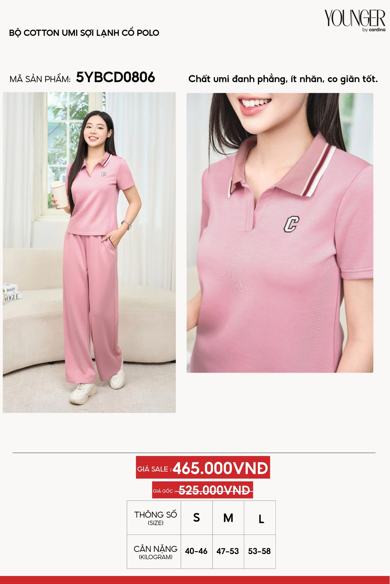 Bộ cotton umi sợi lạnh cổ polo