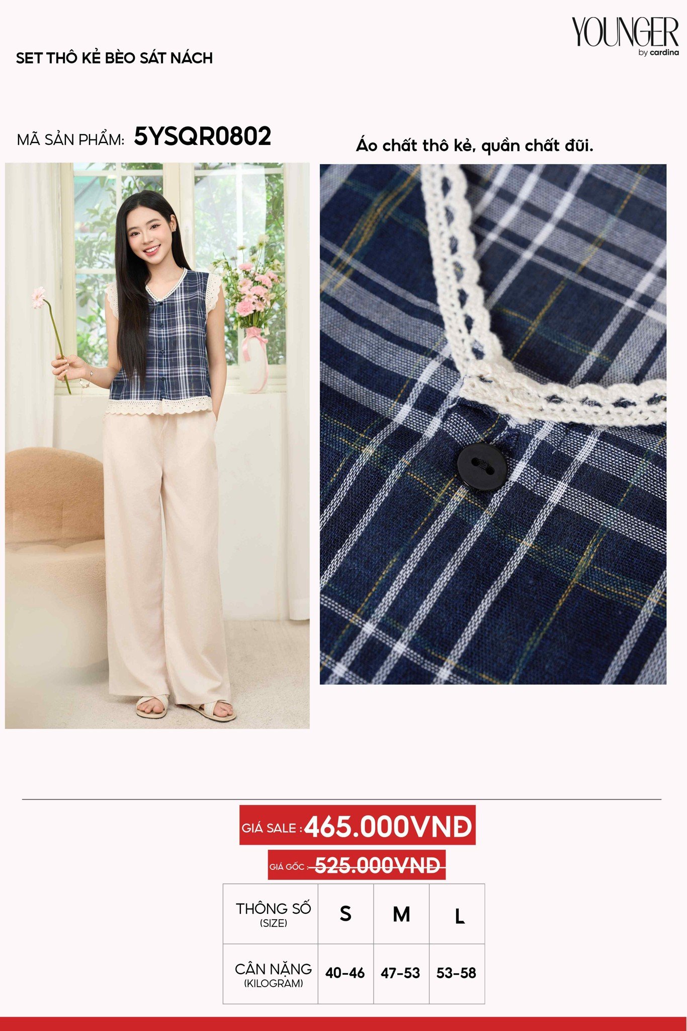 Set thô kẻ bèo sát nách