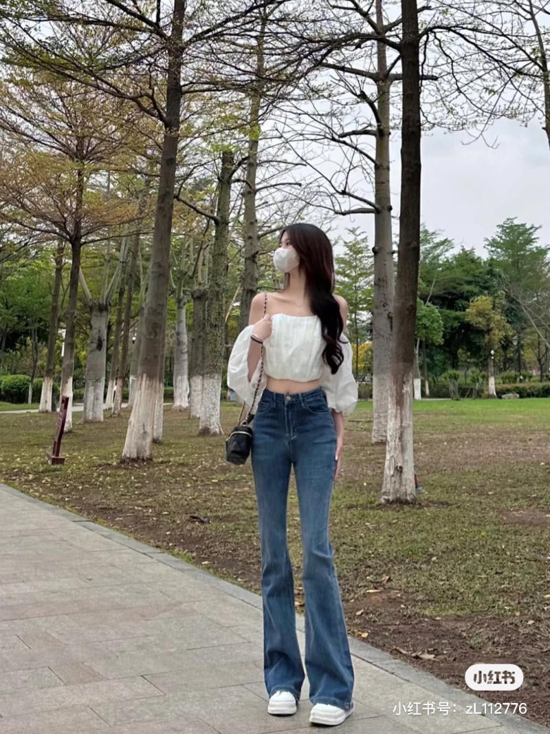 phối đồ với Quần bootcut jeans
