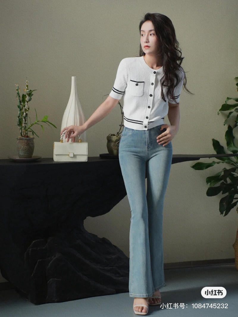 phối đồ với Quần bootcut jeans