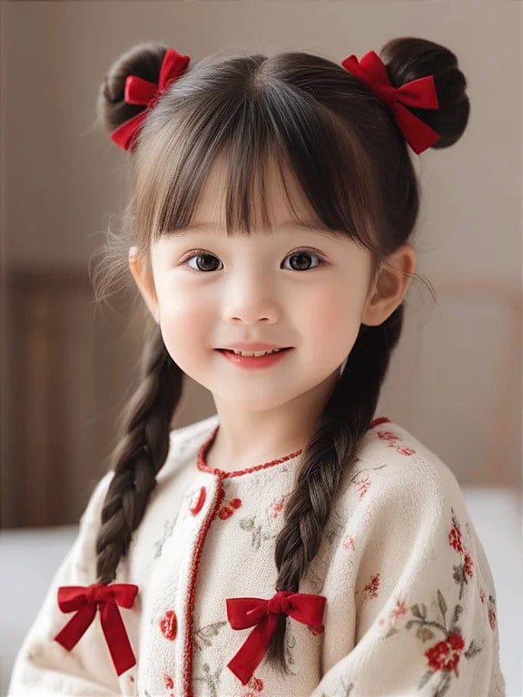 buộc tóc cho bé gái