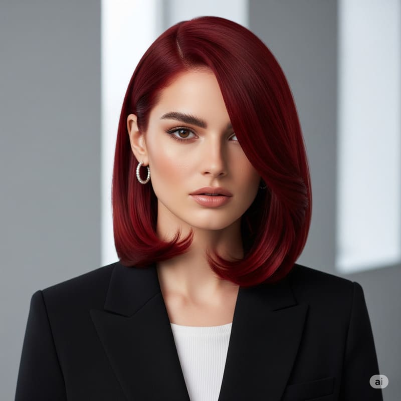 Tóc bob/lob nâu đỏ cherry