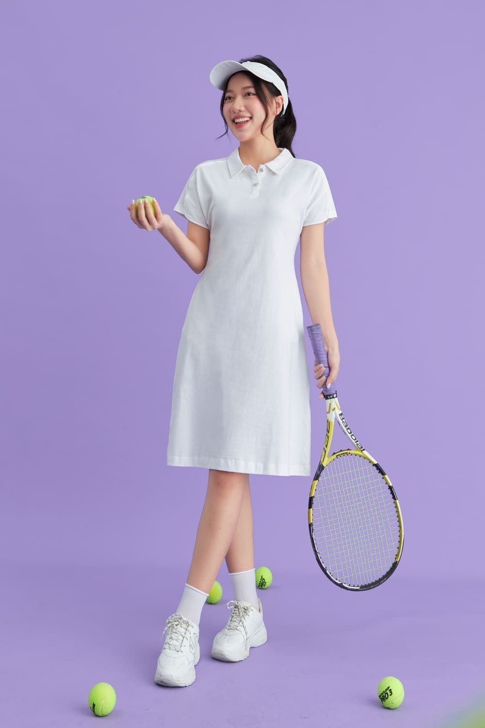 Váy Polo dáng suông màu trắng