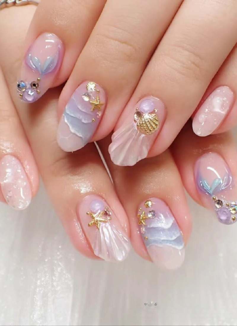 mẫu nail chân đẹp đi biển