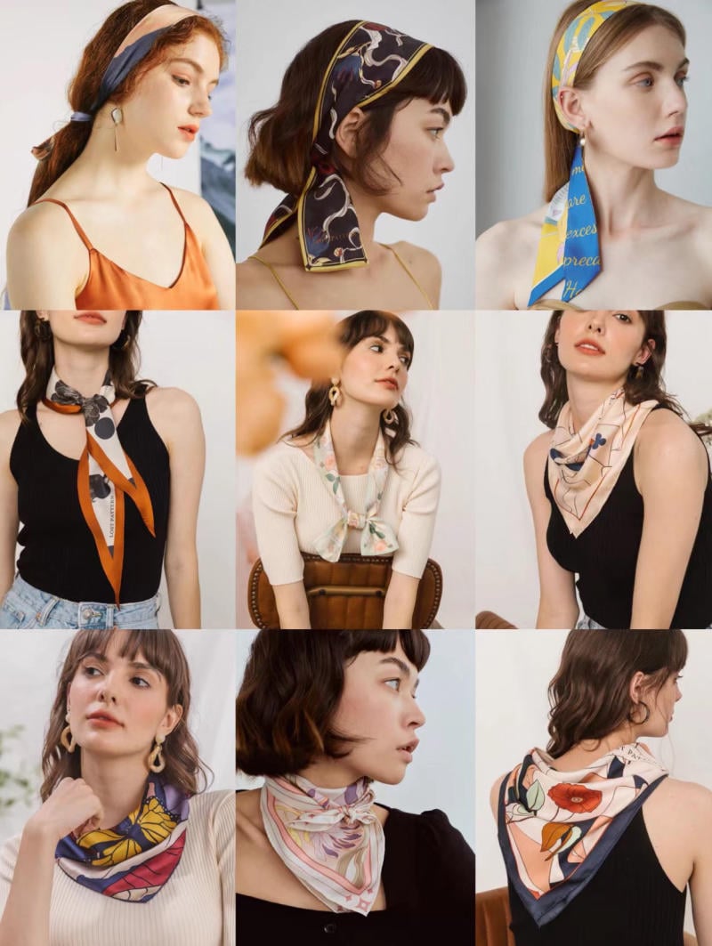Khăn Lụa (Làm băng đô) + Áo Croptop + Quần Short Jean