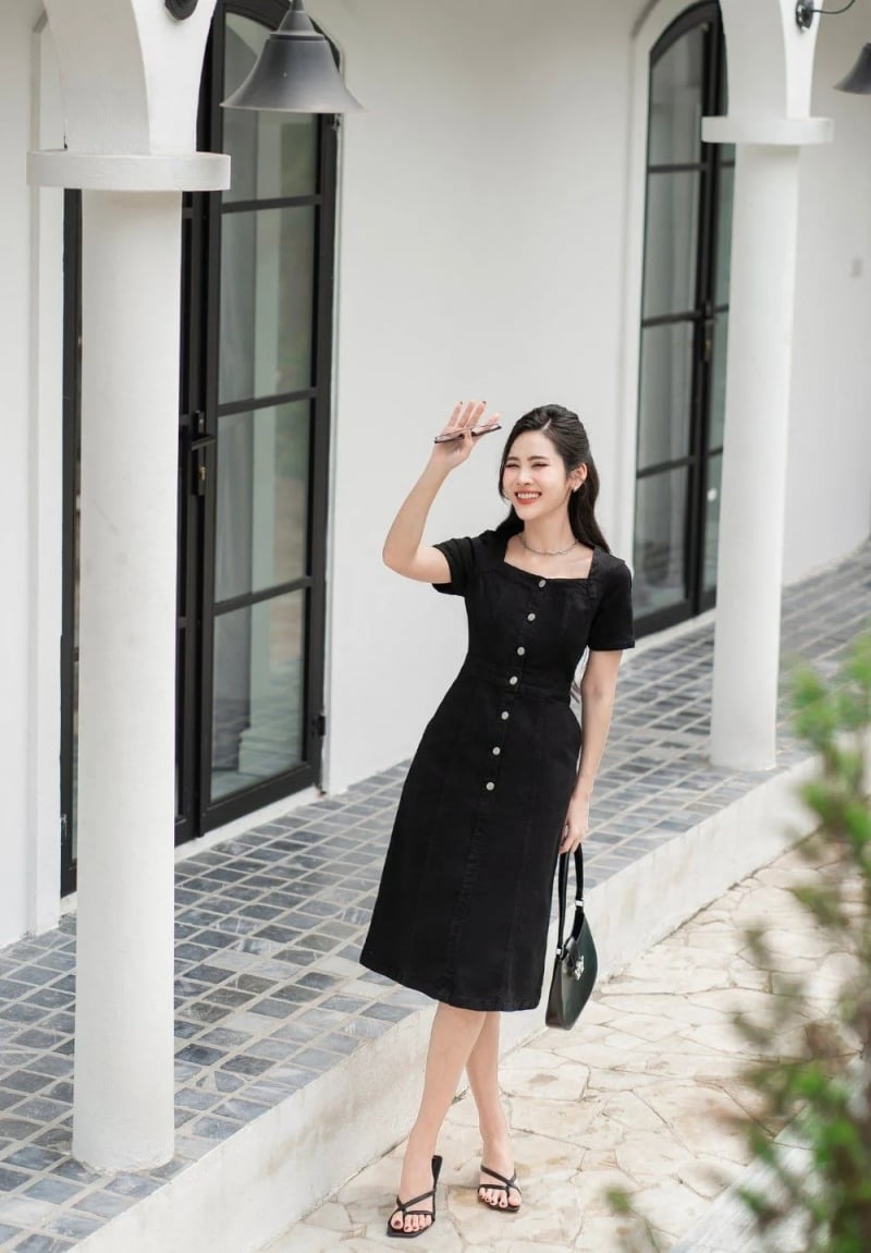 cách phối phụ kiện với đầm đen