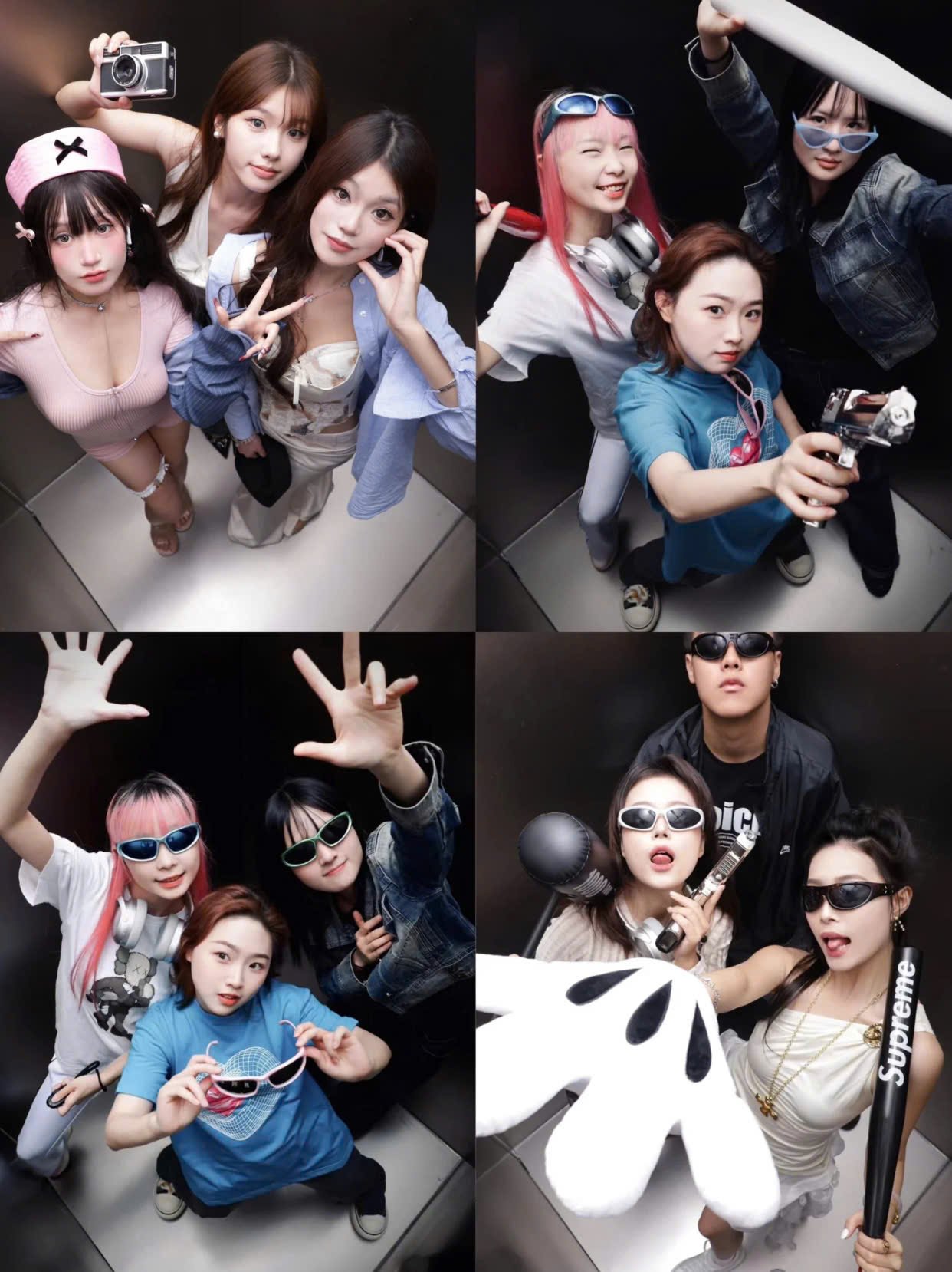 Dáng chụp photobooth 3 người