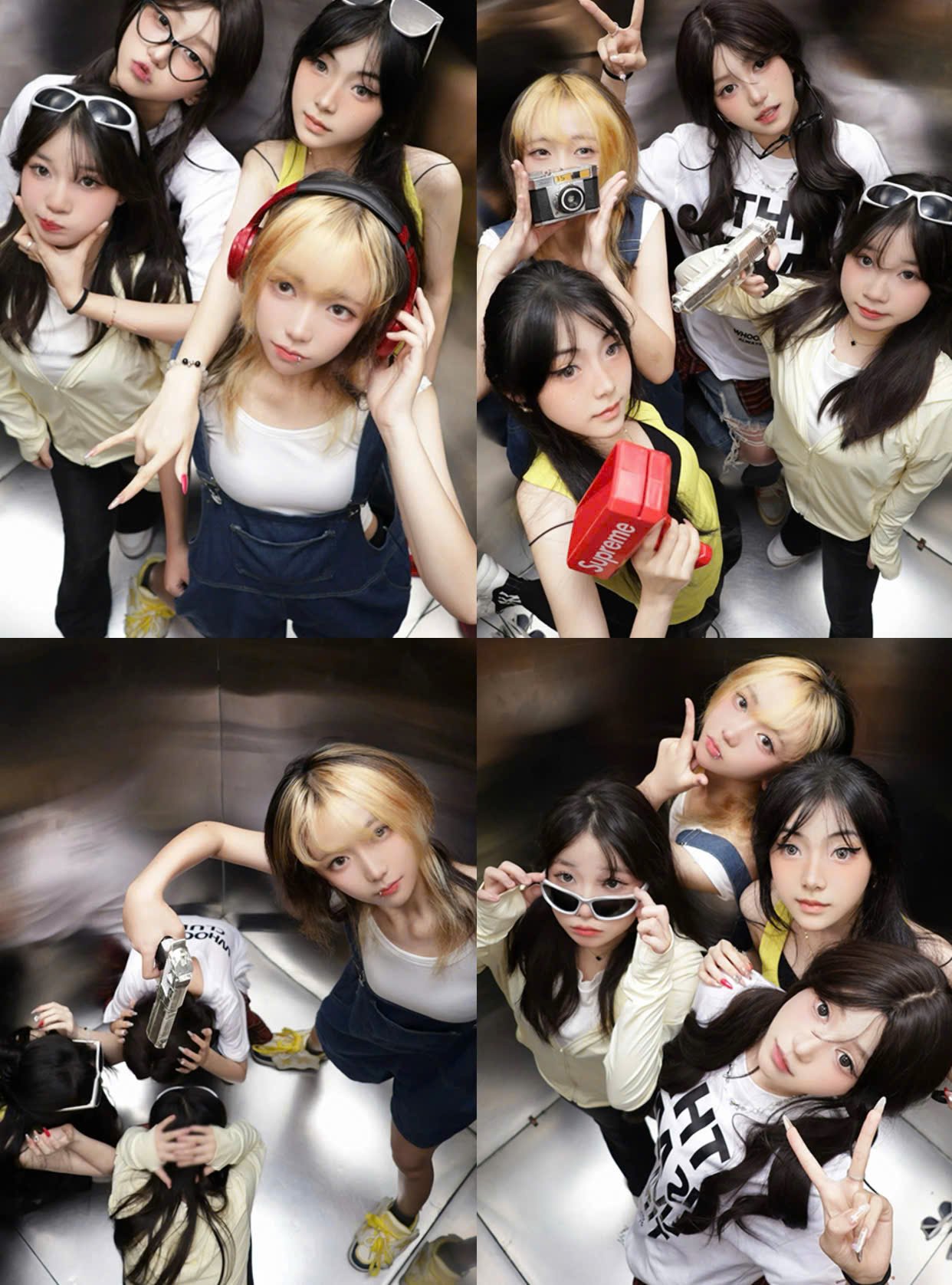 Dáng chụp photobooth 4 người