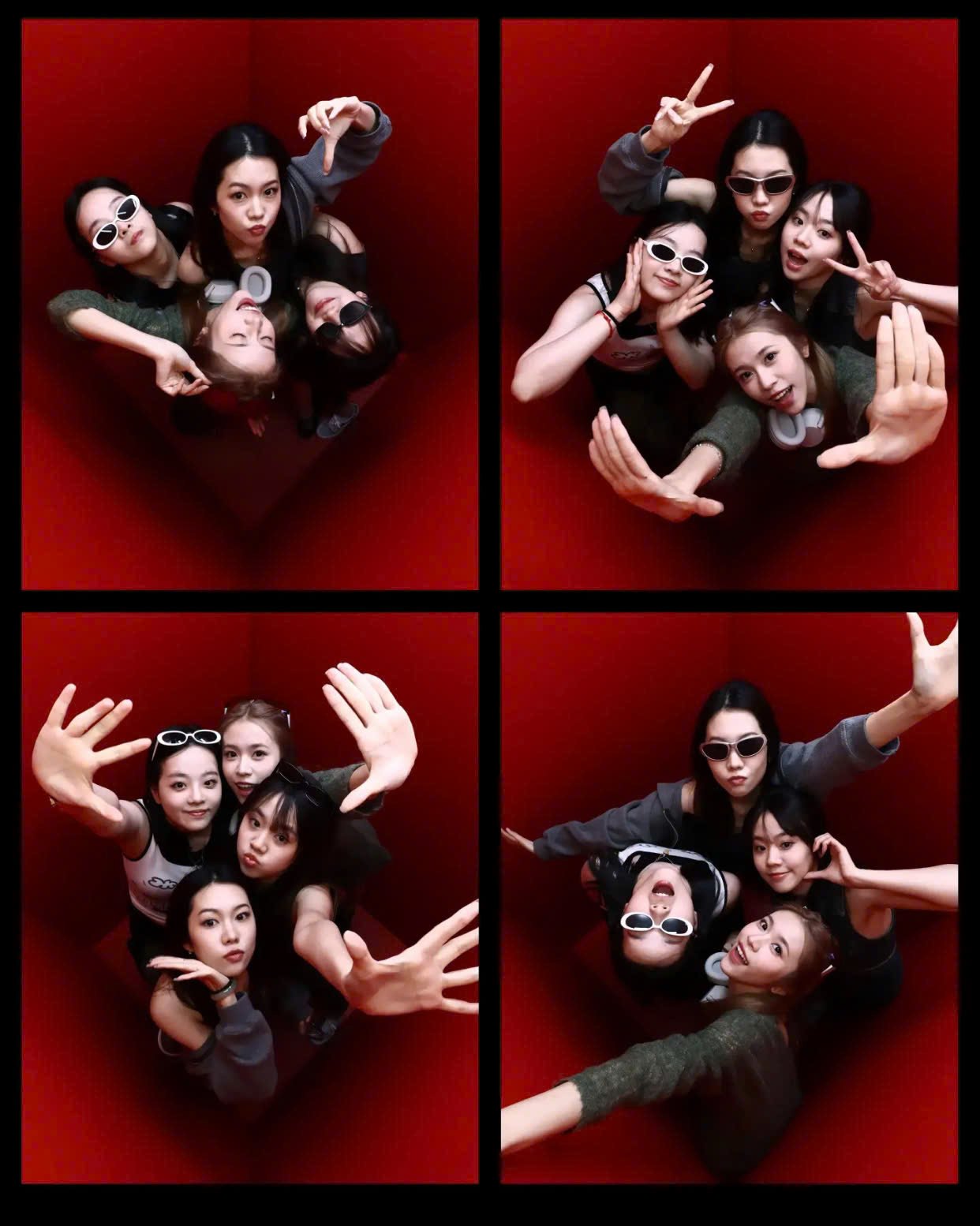 Dáng chụp photobooth 4 người