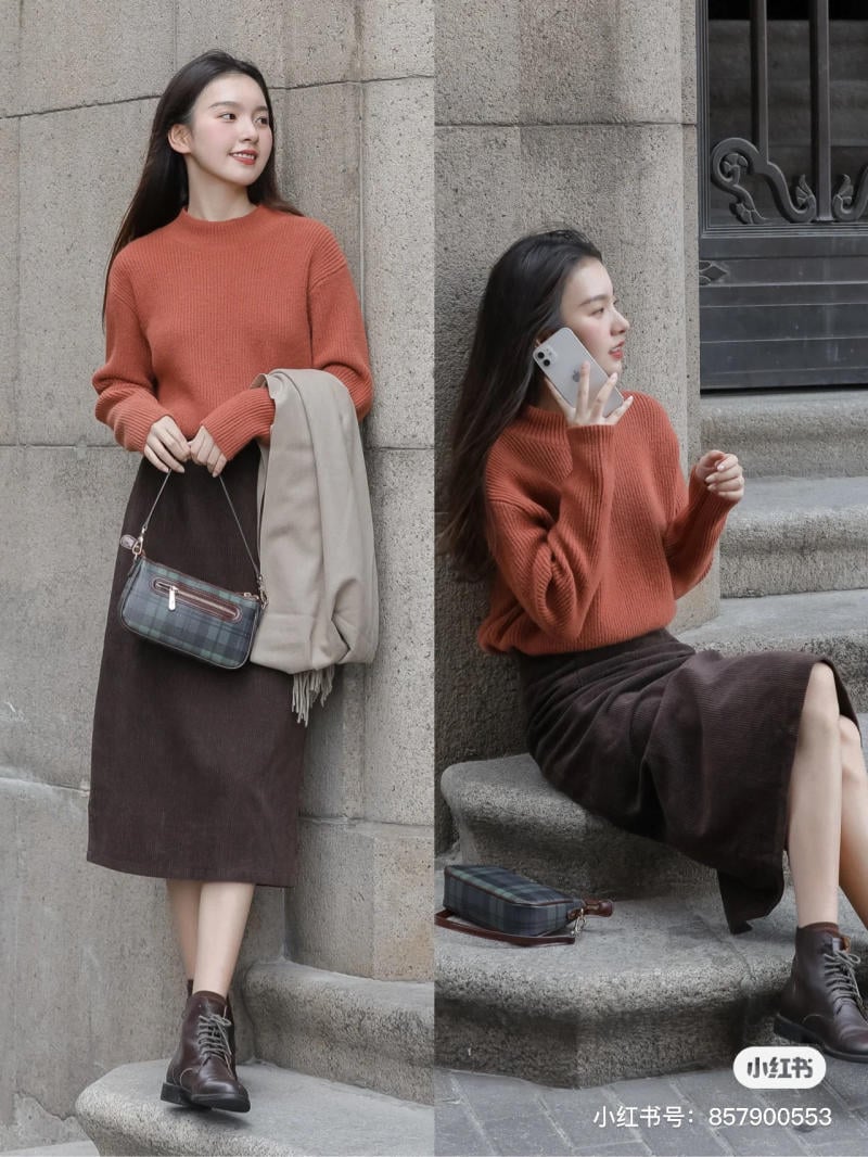 set áo len khuy ngọc mix chân váy dạ Tweed có quần trong thời trang |  Shopee Việt Nam