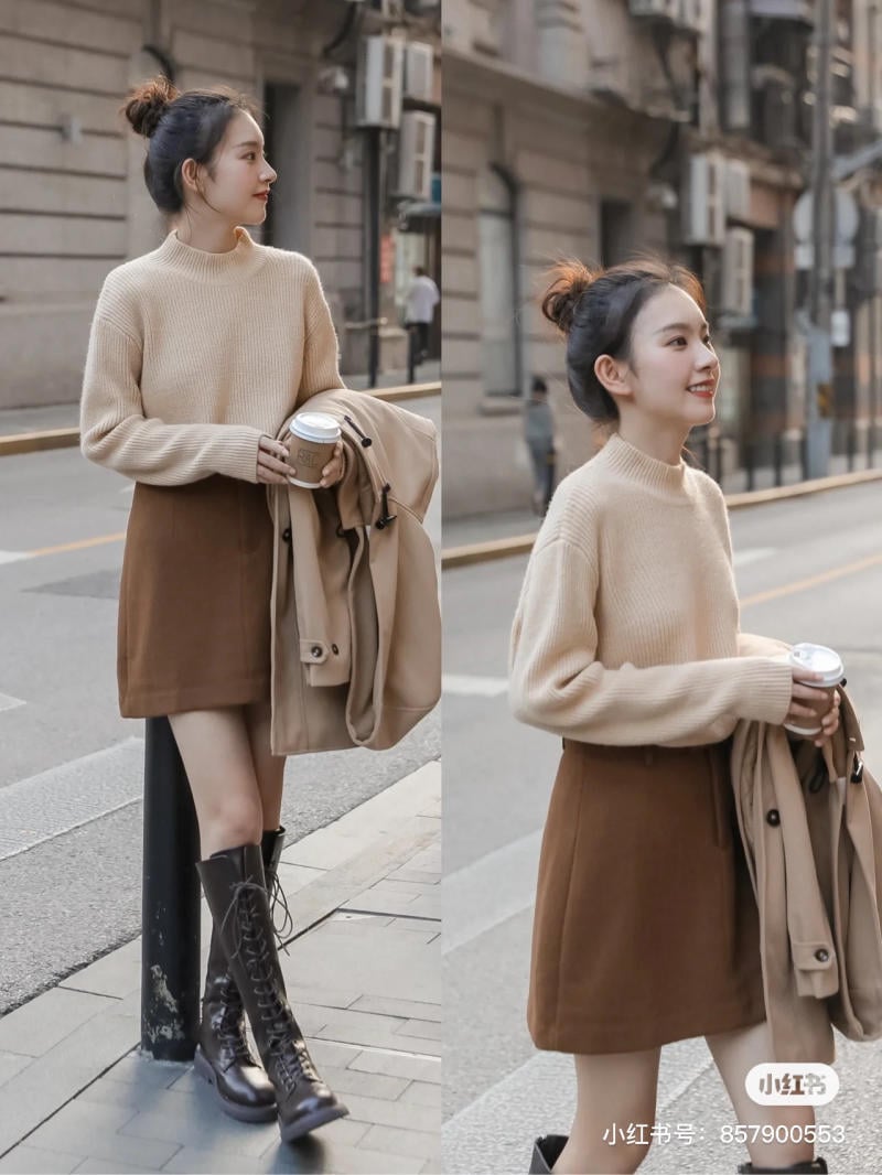 Sét áo phông sweater 34+ sơ mi + Chân váy 3 tầng ulizzang😋áo ngoài dài tay  mix sơ mi trắng chất thô mềm và chân vays - Áo sơ mi nữ | ThờiTrangNữ.vn