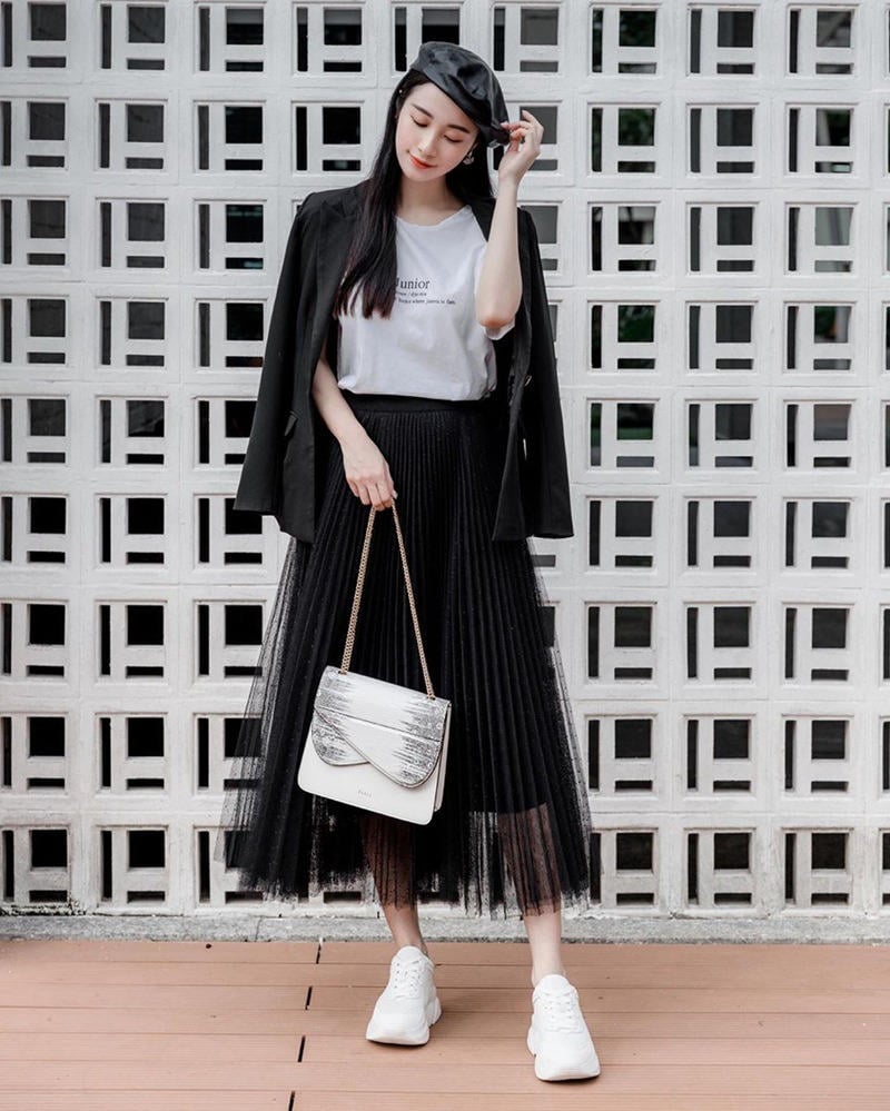 Mua Chân váy xếp ly dài phong cách Hàn Quốc thanh lịch đủ 3 màu đen, trắng,  nâu - Màu trắng,Freesize tại Micoca Store | Tiki