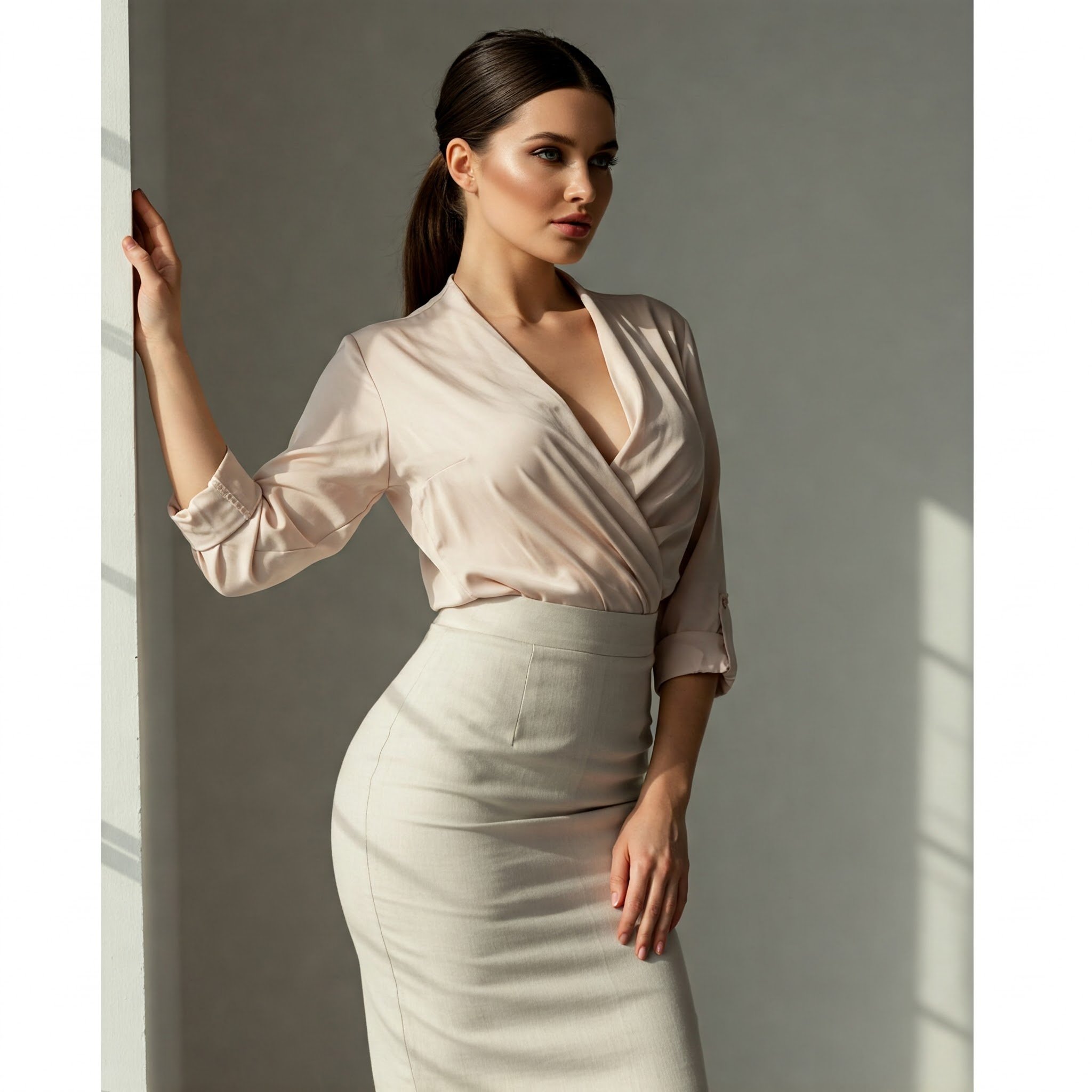 Chân váy linen cho dáng đồng hồ cát