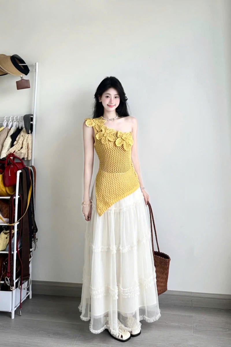 Phong cách bohemian phóng khoáng với áo dệt kim/áo ren