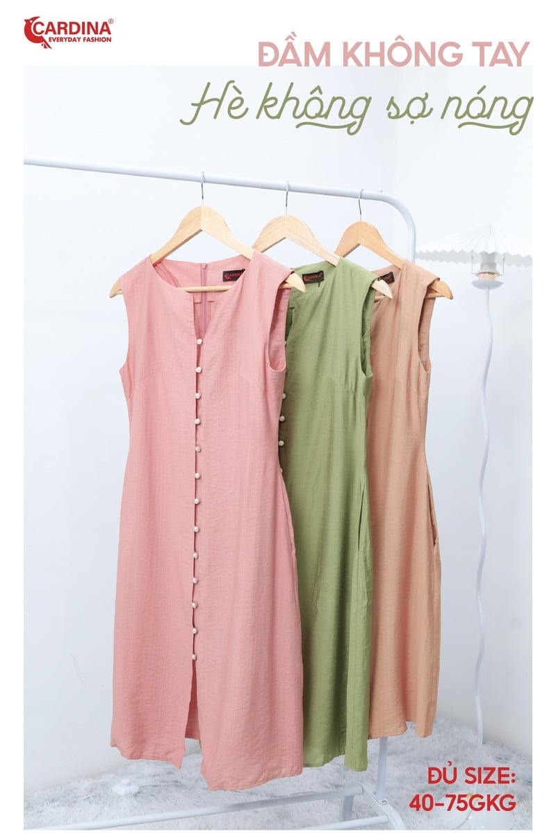 Đầm xòe dáng dài sát nách nhún eo KK166-01 | Thời trang công sở K&K Fashion