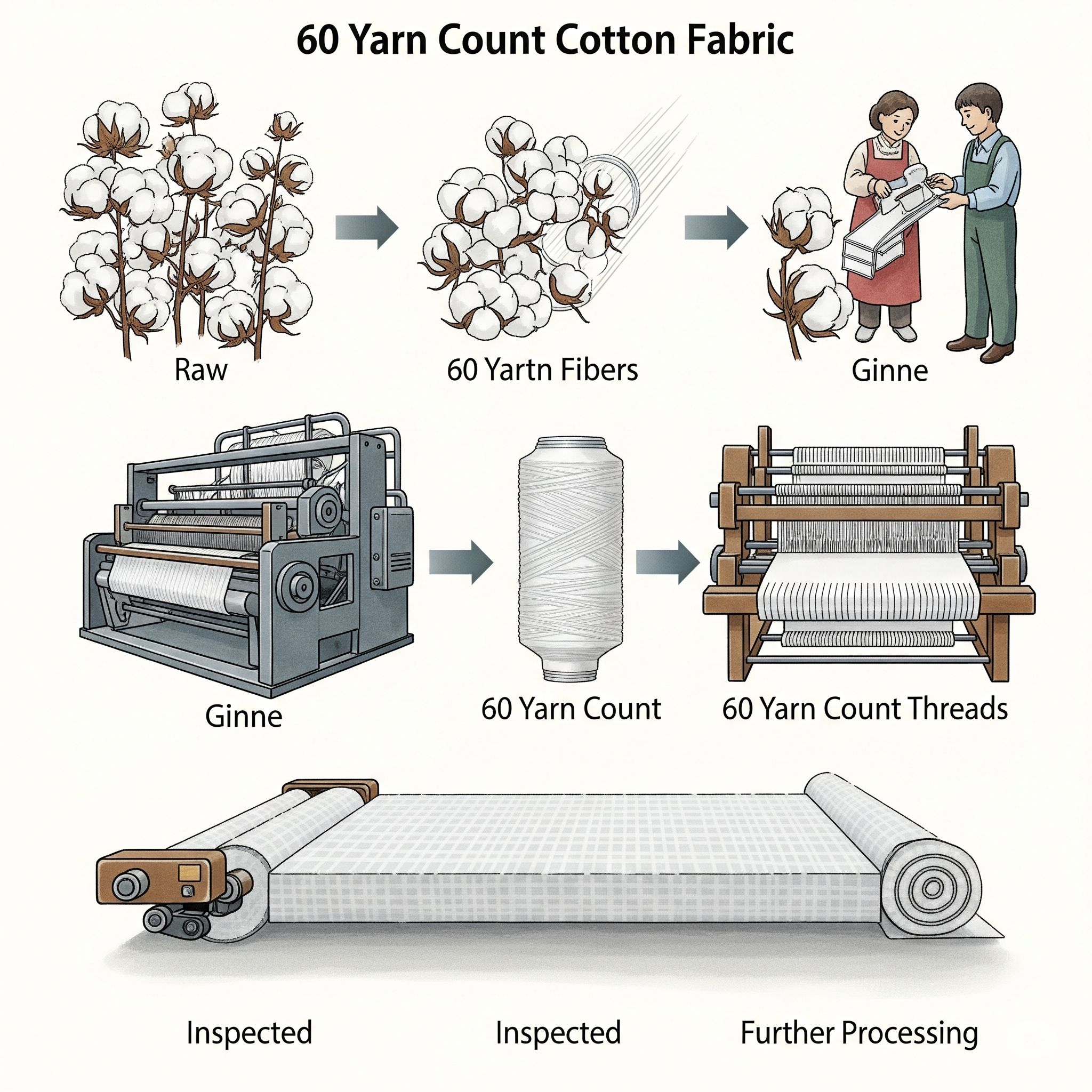 Quy Trình Sản Xuất Vải Cotton 60s