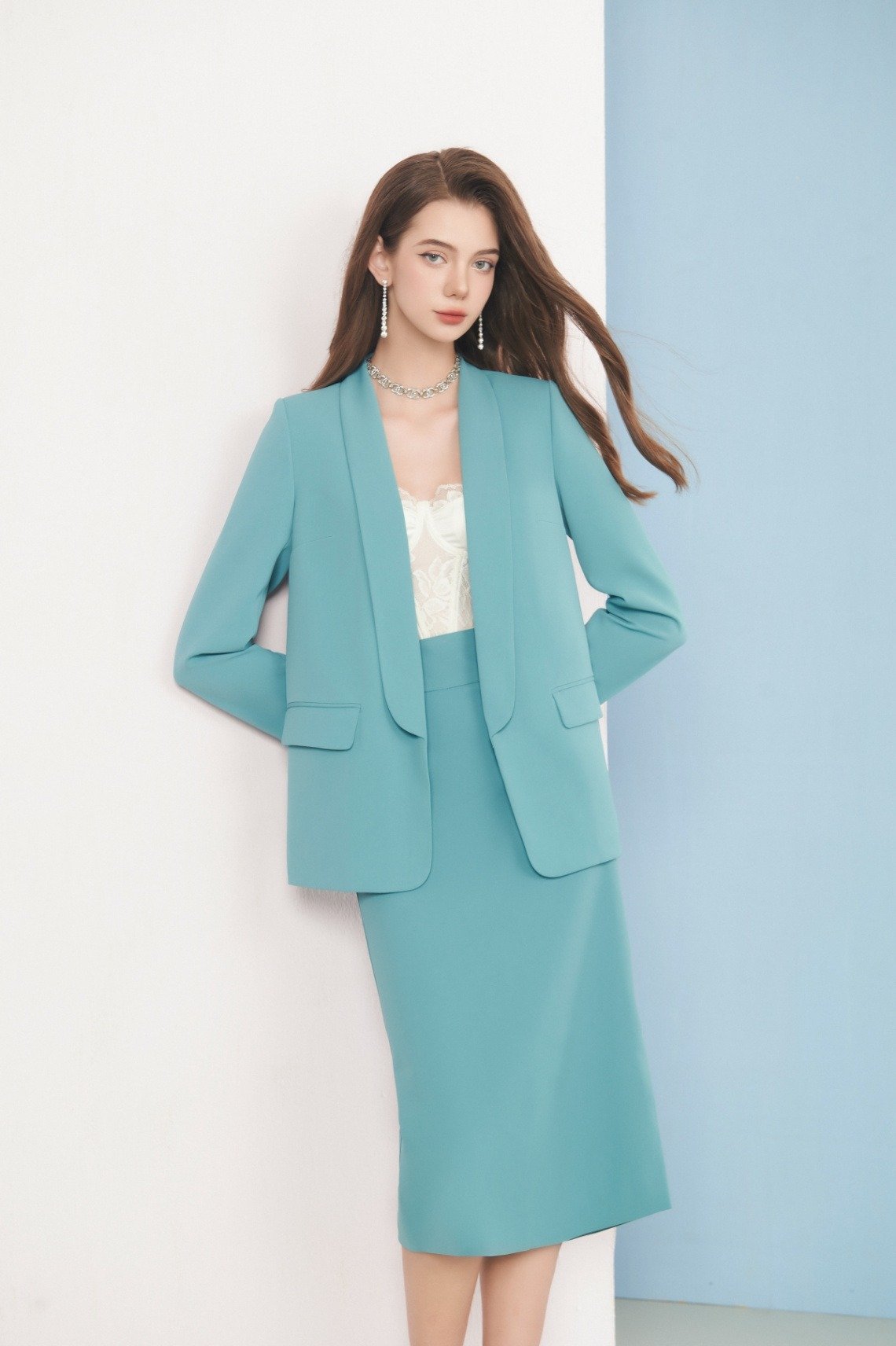 Áo blazer xanh ngọc