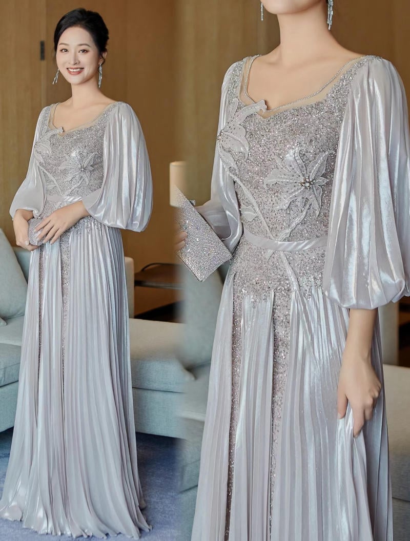 Đầm maxi sang trọng với chất liệu voan bay bổng