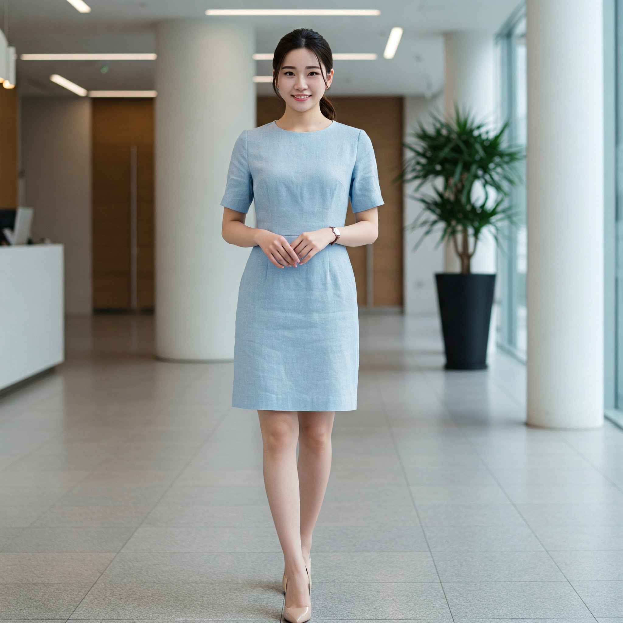 Đầm suông linen công sở
