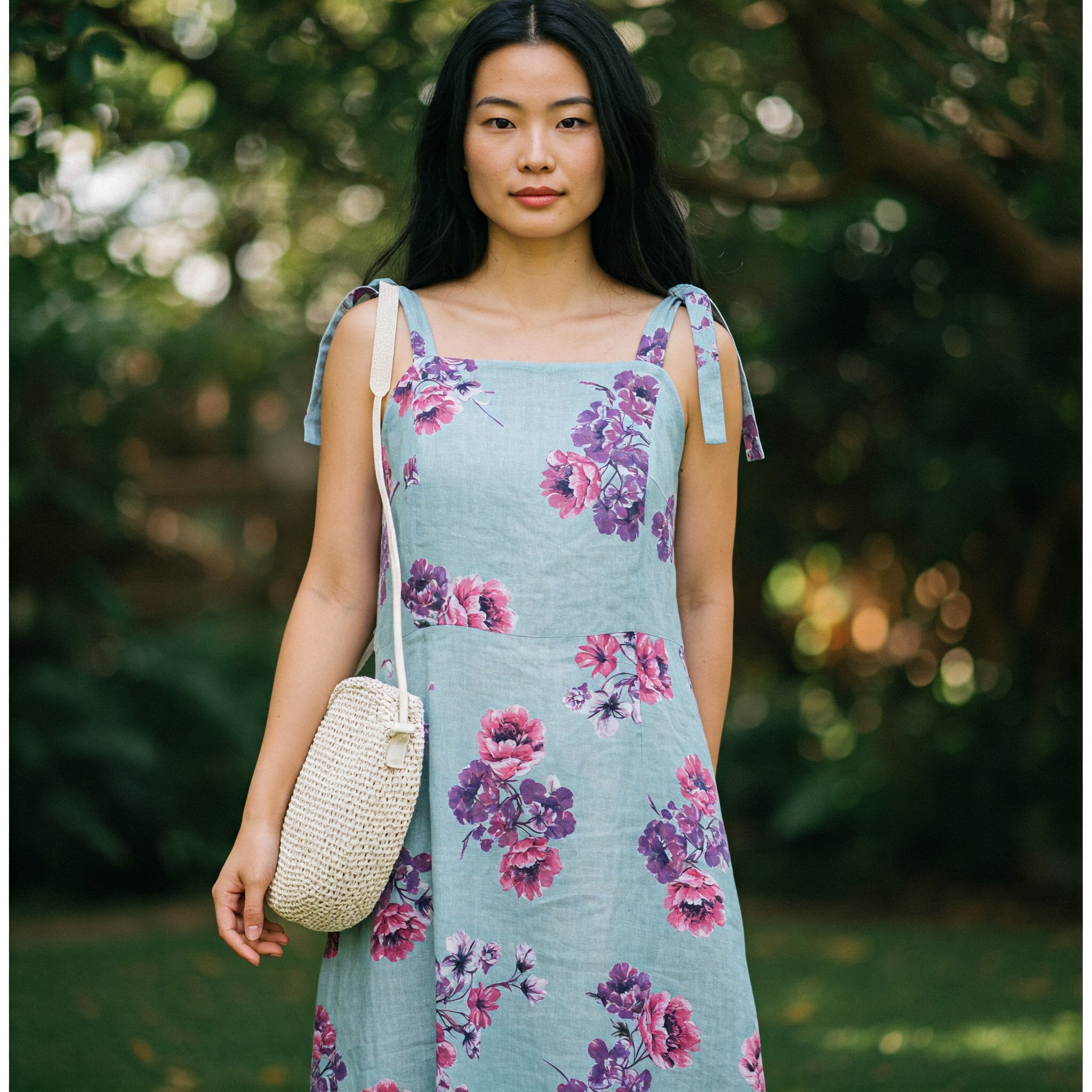 Đầm Linen Hoa Hai Dây