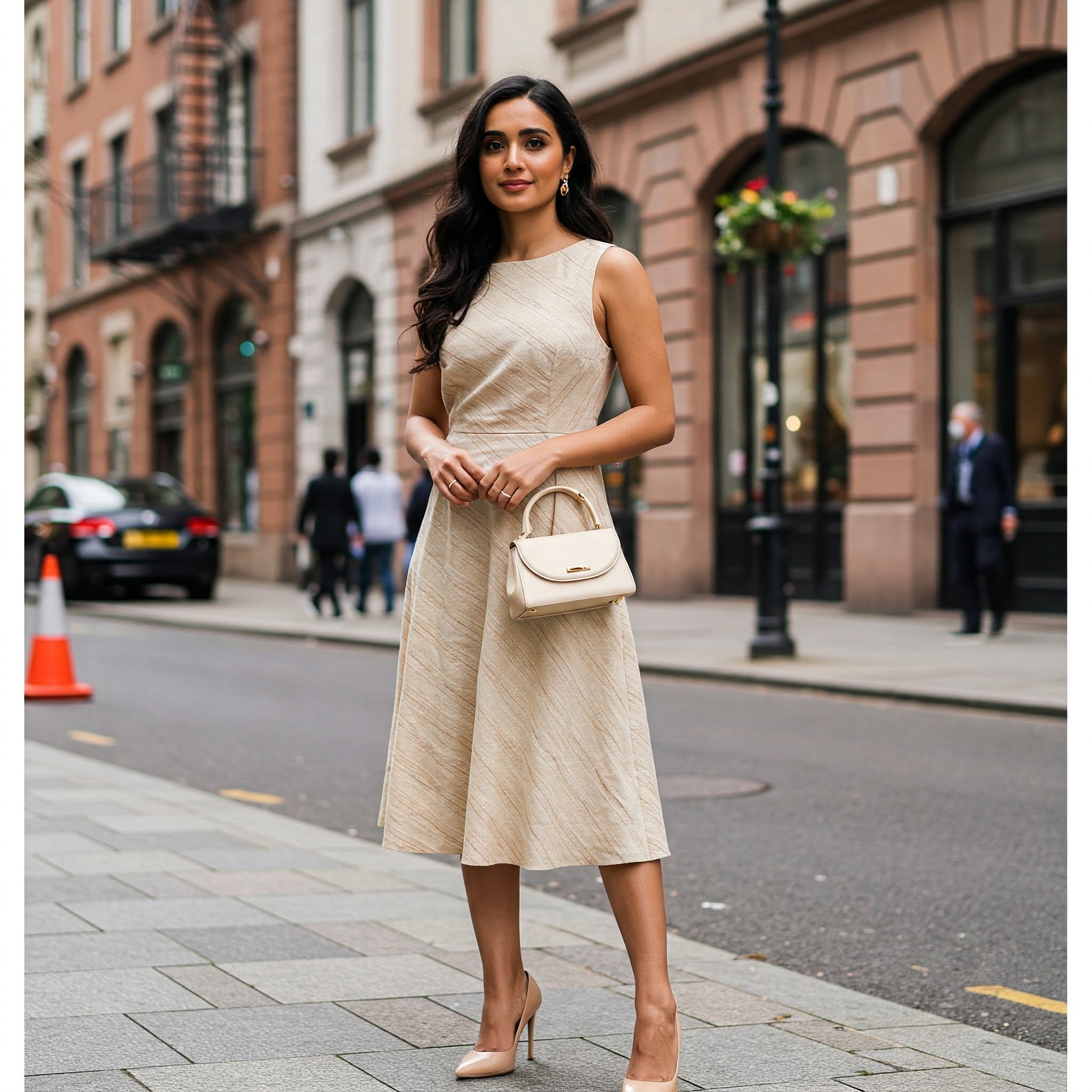 Đầm Linen Sọc Chéo Asymmetric