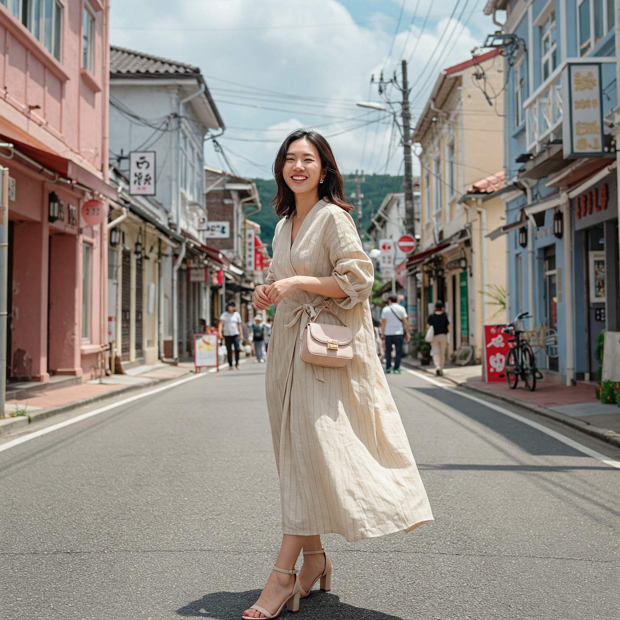 Đầm Linen Sọc Dọc Dáng Suông