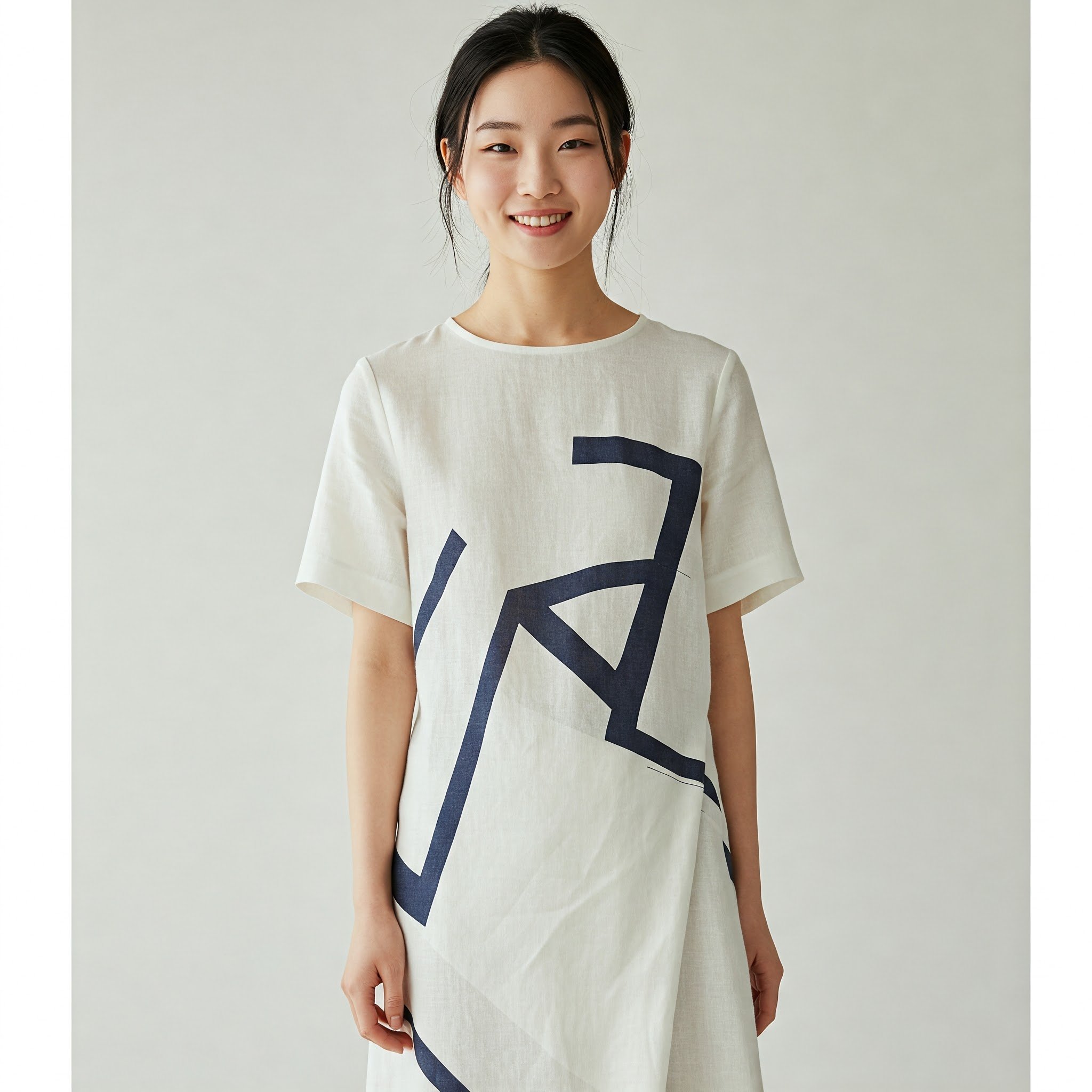 Đầm linen trắng dáng suông basic