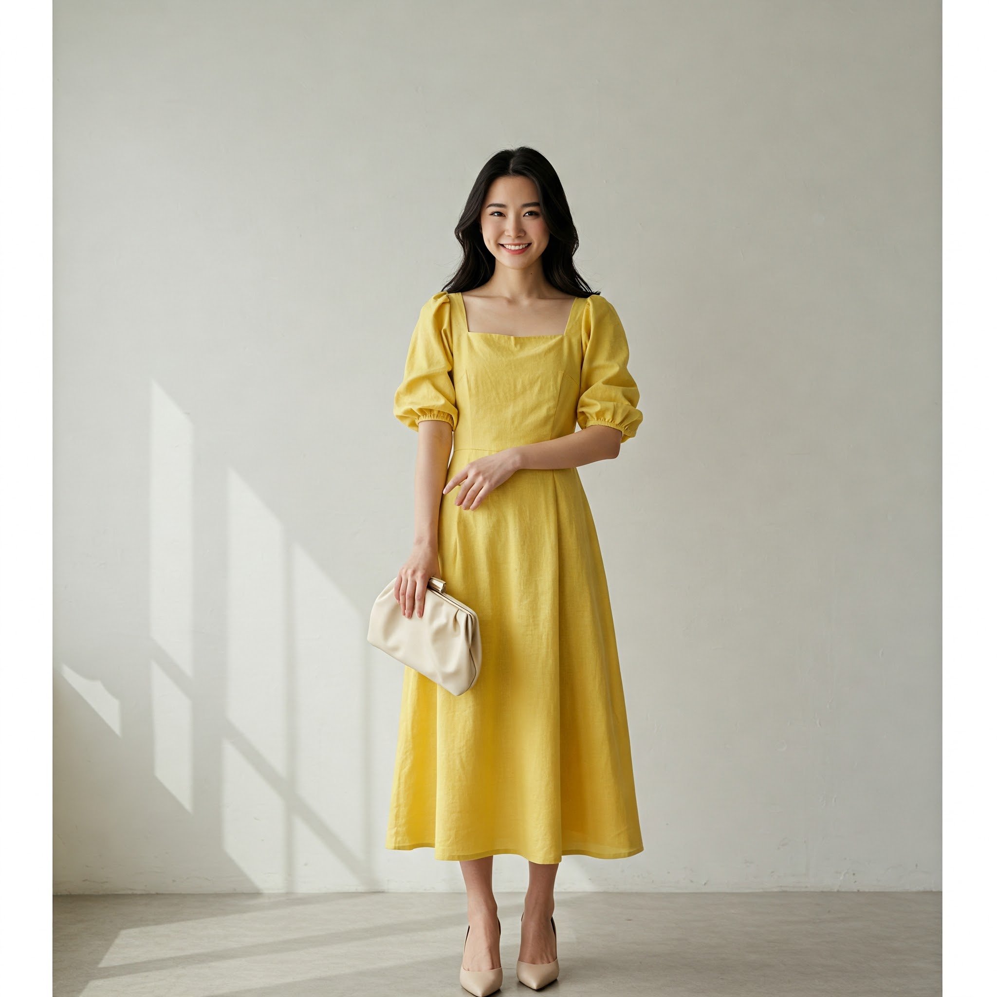 Váy Linen Cổ Vuông