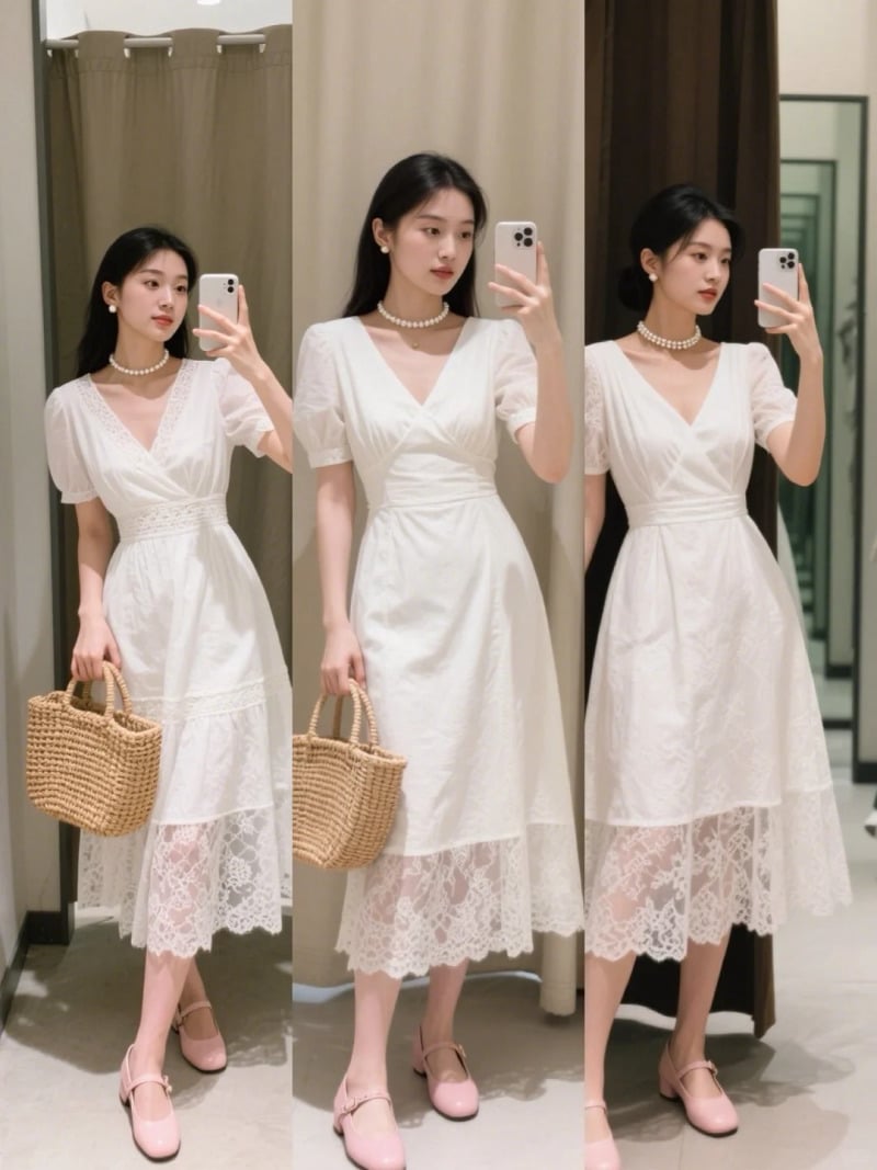 đầm ren trắng