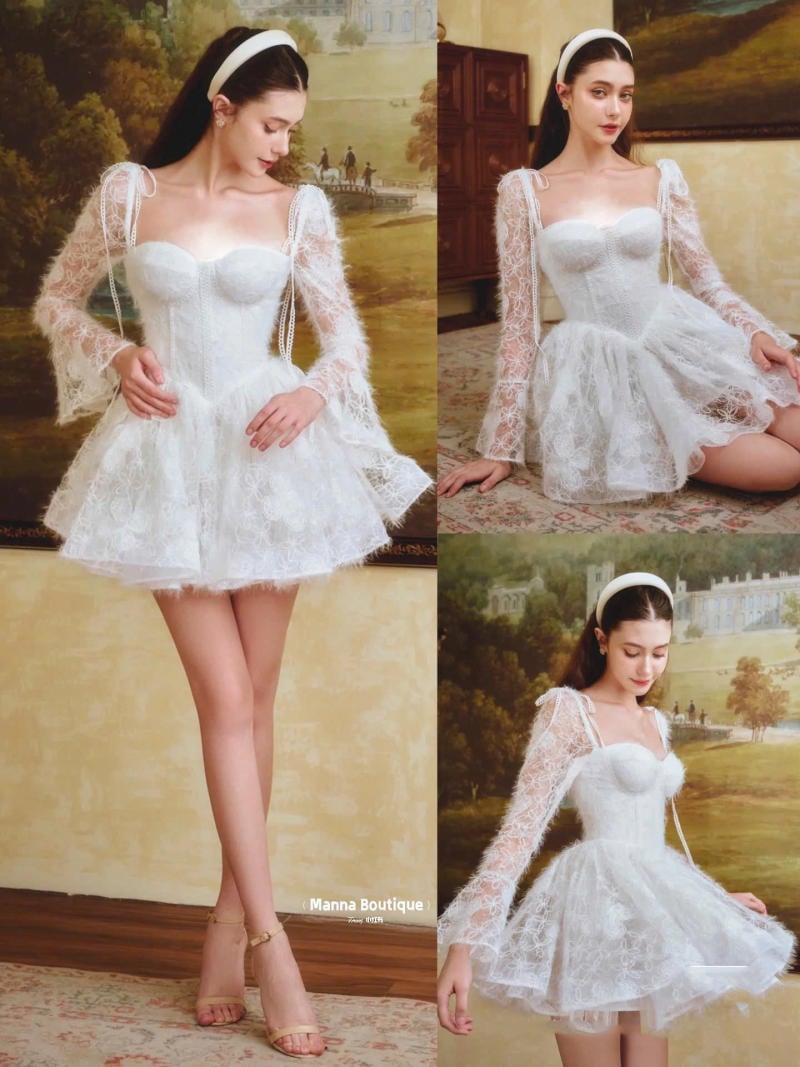 Đầm ren xòe công chúa