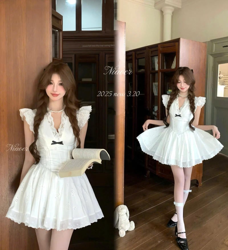 Đầm xòe công chúa màu trắng