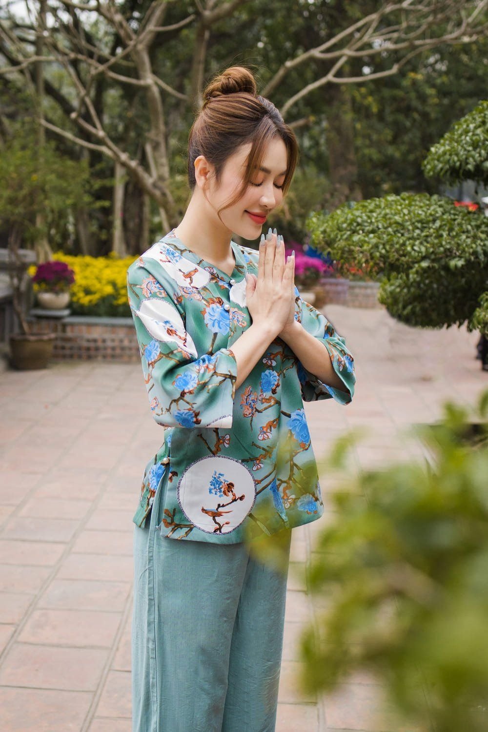 bộ đồ lam đi chùa