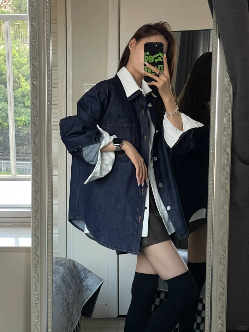 cách phối đồ với áo sơ mi jean nữ