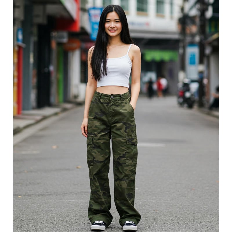Fatigue pants + Croptop/Áo hai dây