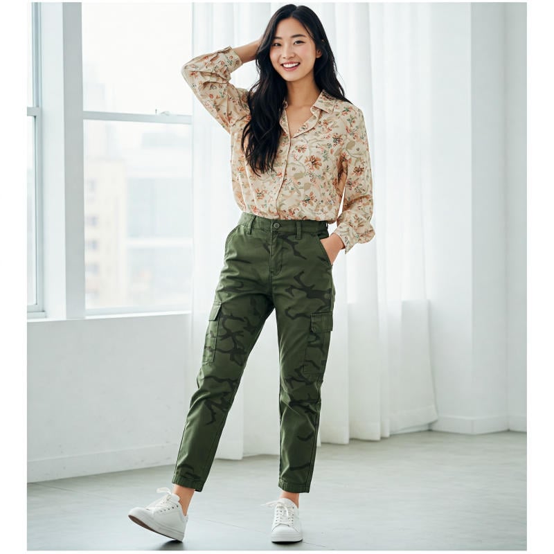 Fatigue pants + Áo sơ mi kiểu cách