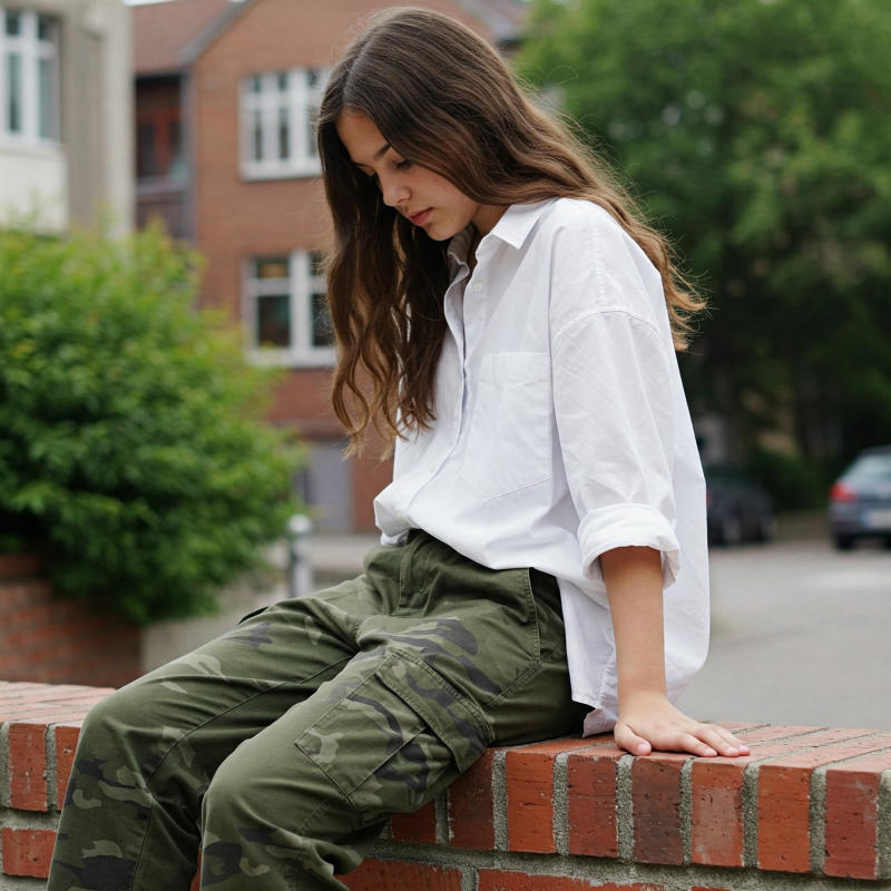 Fatigue pants + Áo sơ mi oversized