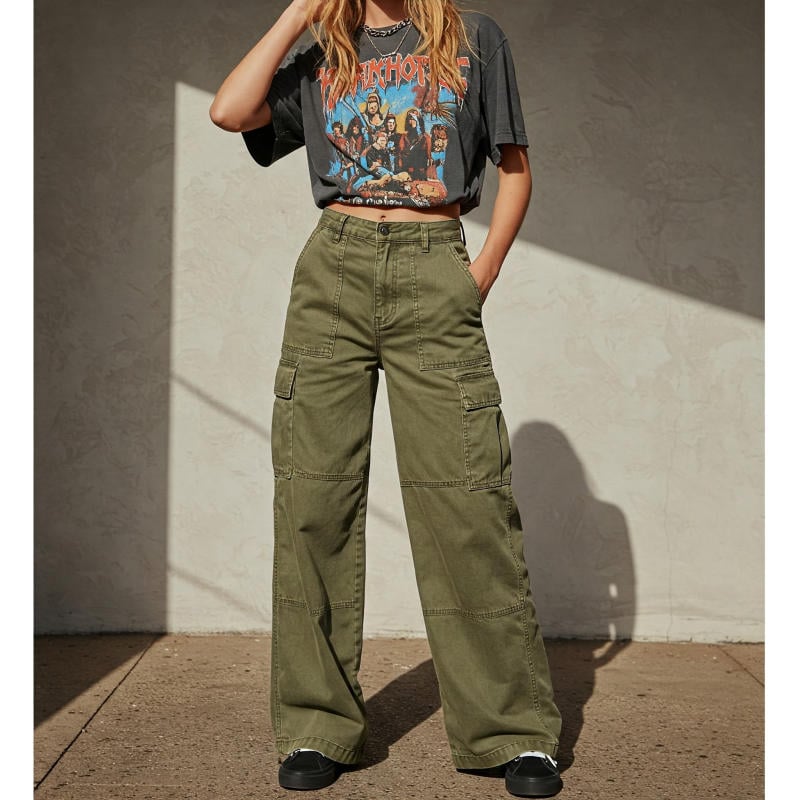 Fatigue pants + Áo graphic/band tee