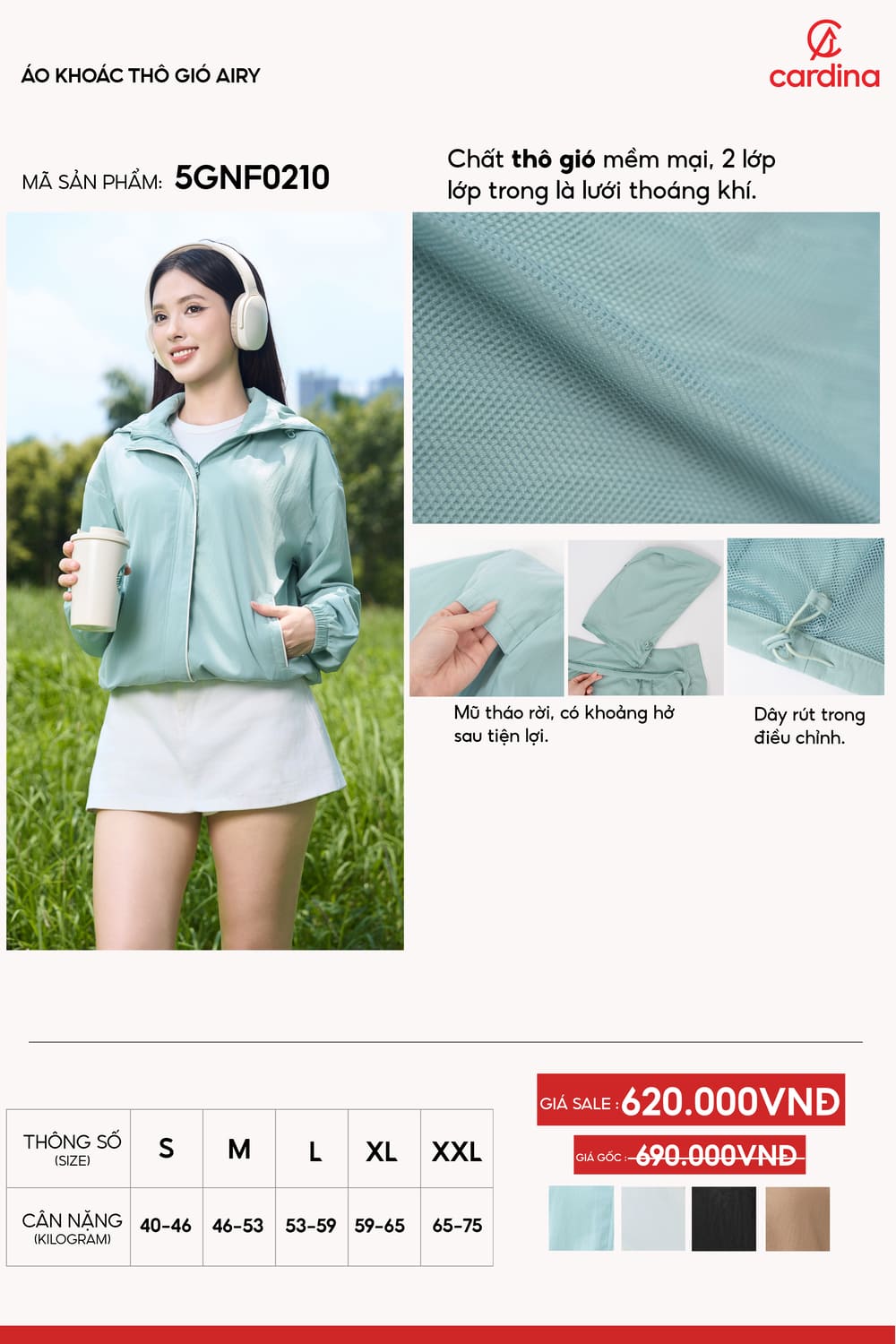 Áo khoác thô gió Airy