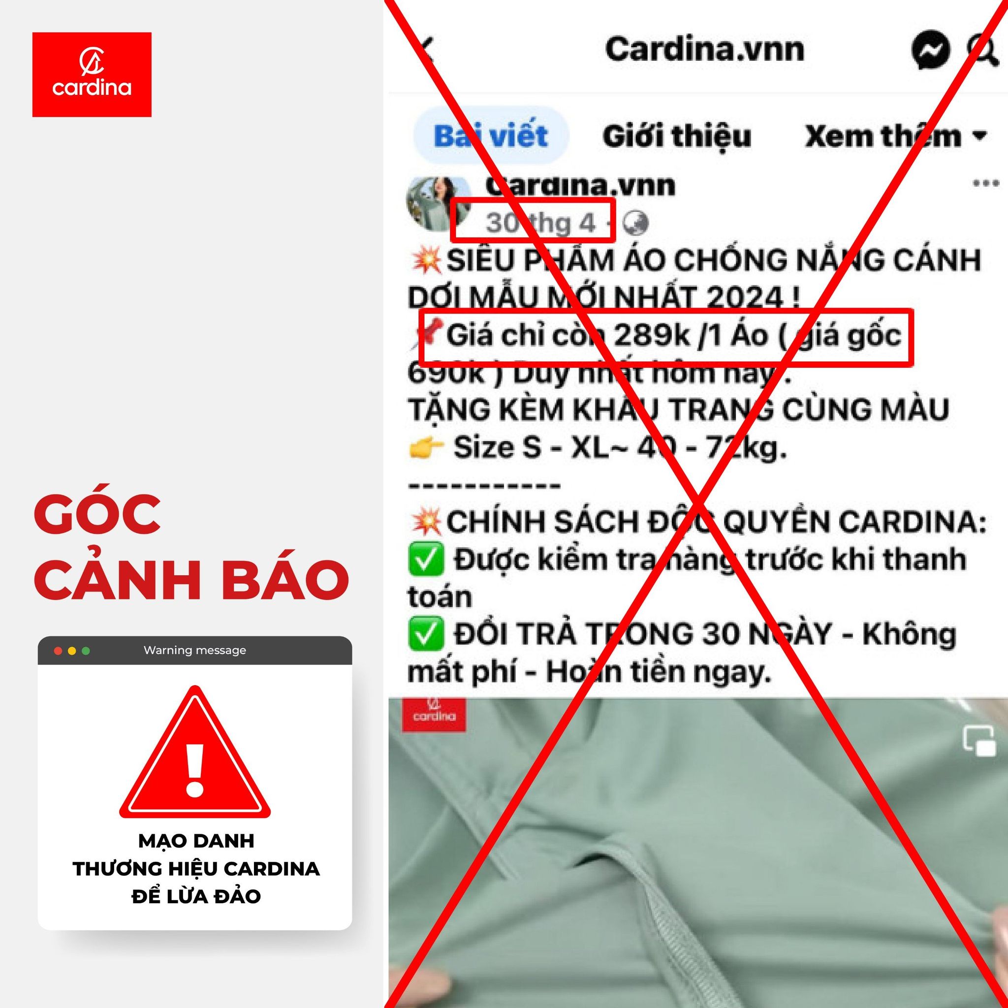 giả mạo page cardina