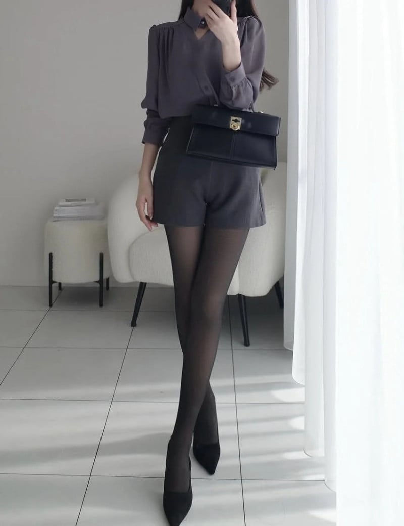 cách phối đồ với quần tất đen