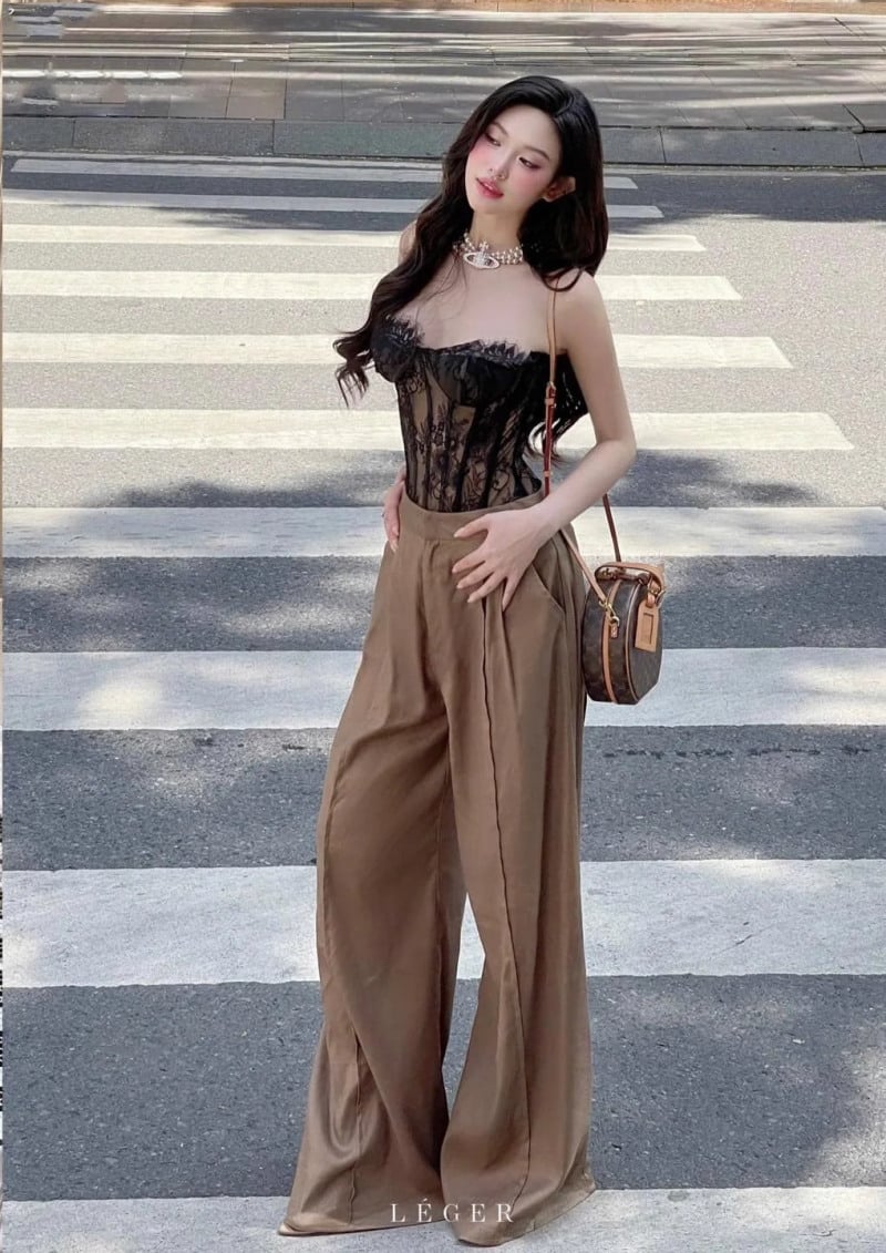 phối đồ với quần ống rộng