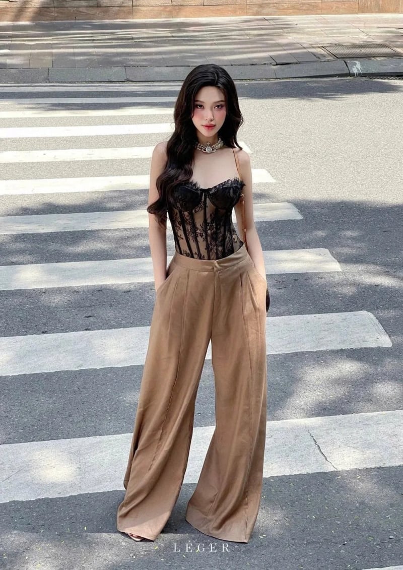 phối đồ với quần ống rộng
