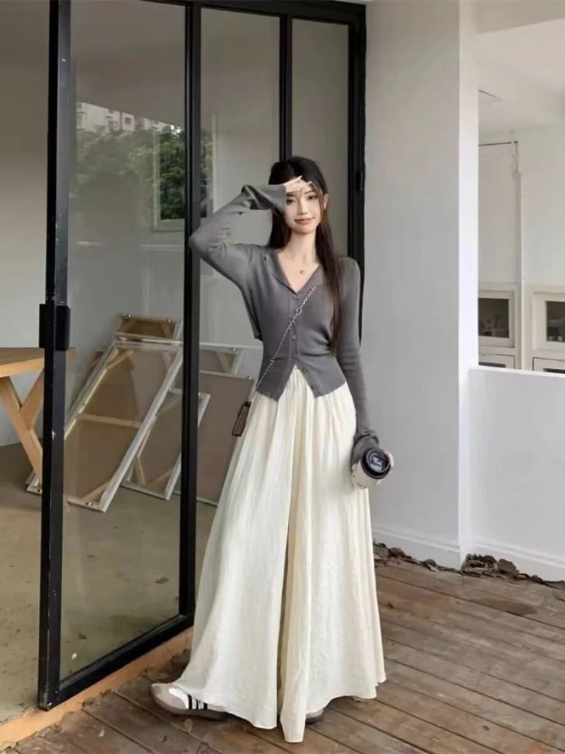 phối đồ với quần ống rộng