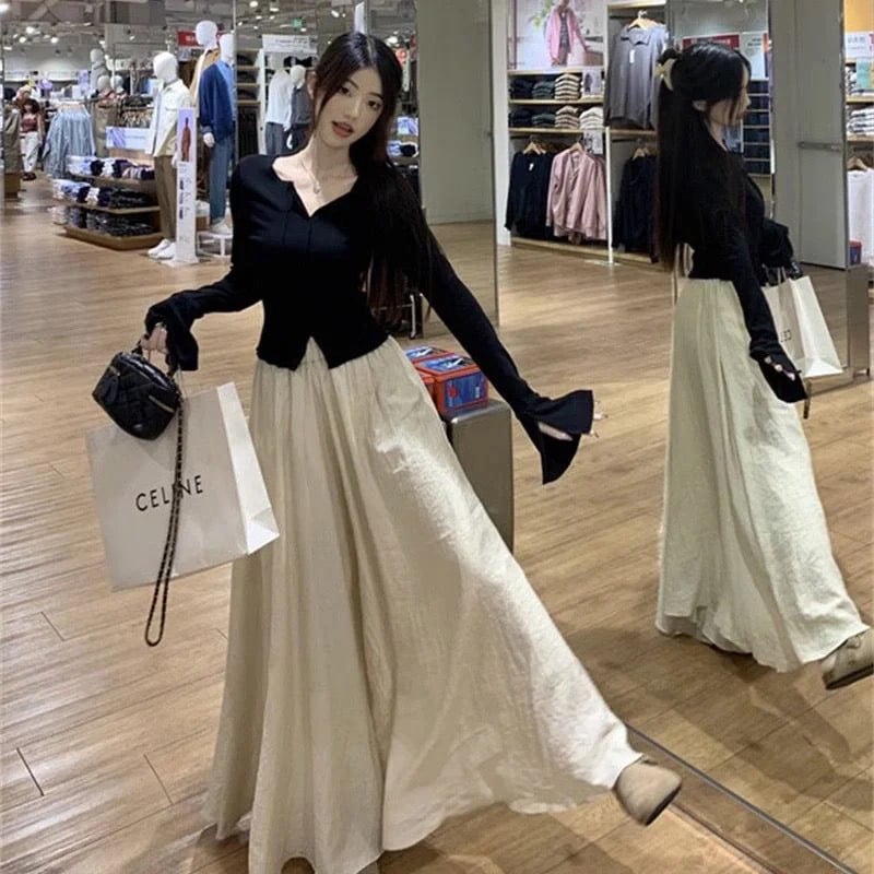 phối đồ với quần ống rộng